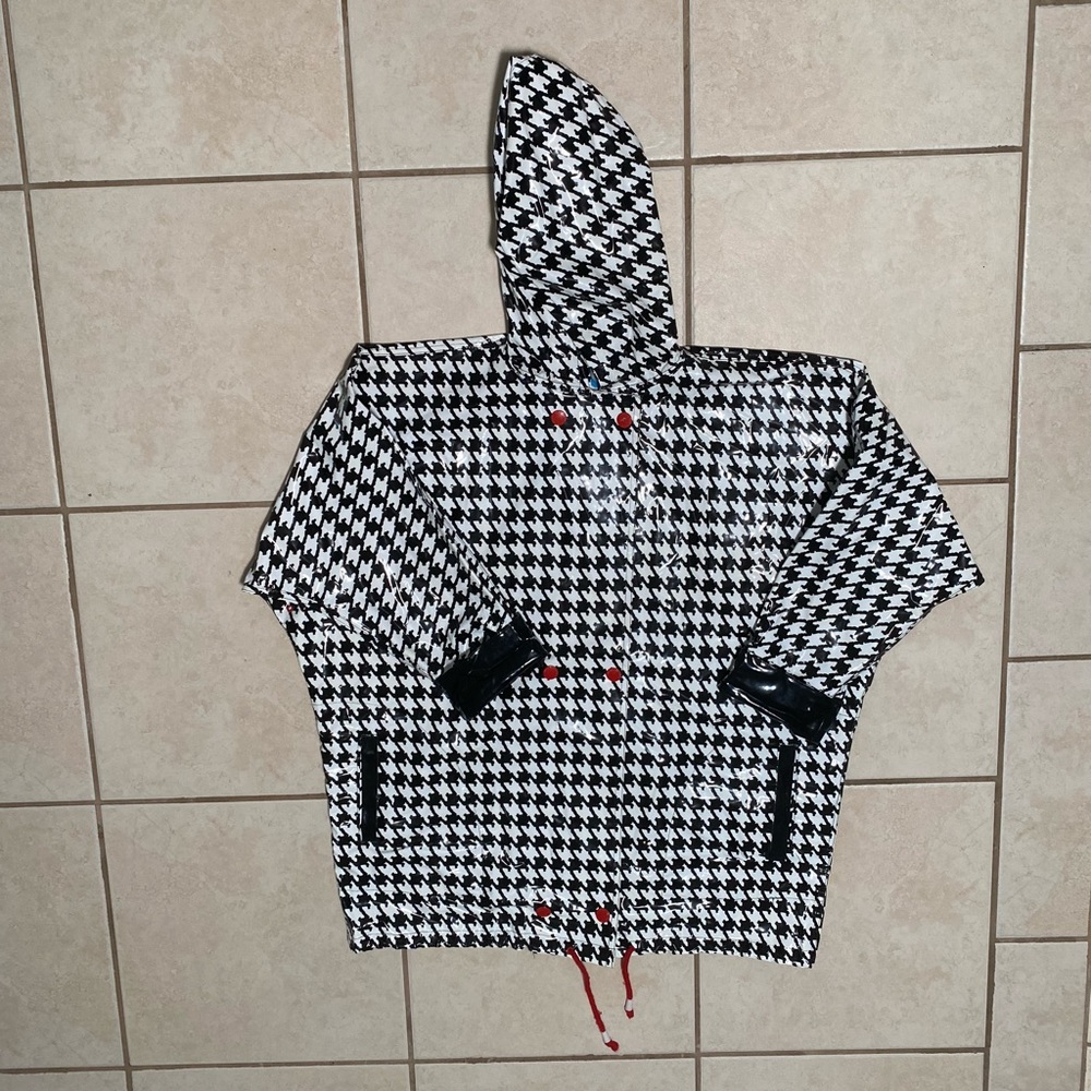 Vintage Slippery When Wet houndstooth rain coat size medium